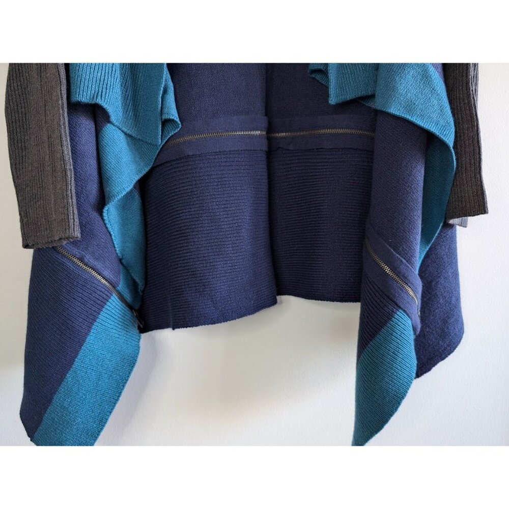 Calvin‎ Klein Jeans Sweater Women's XL Knit Cardigan Waterfall Zipper Boho NEW - Picture 2 of 11